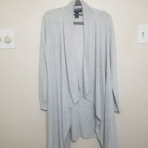 White House Black Market Light Gray Open-Front Draped Cardigan
